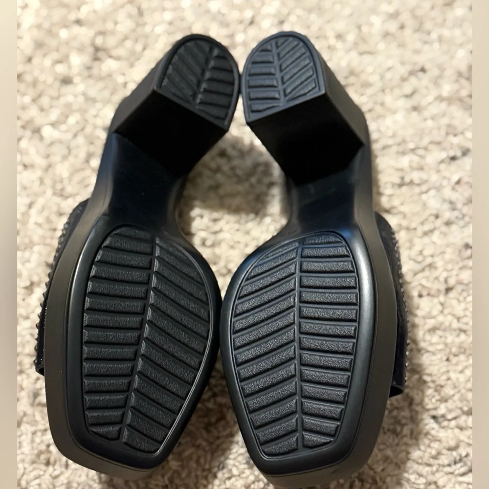New black crystal sandals size 10‎ US 41 Uk